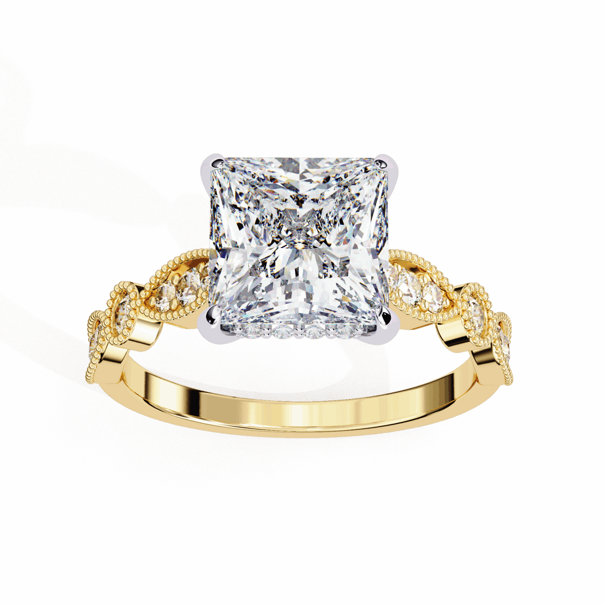 2.5 Carat Princess Bezel Setting Solitaire Ring in Moissanite | House of Estara