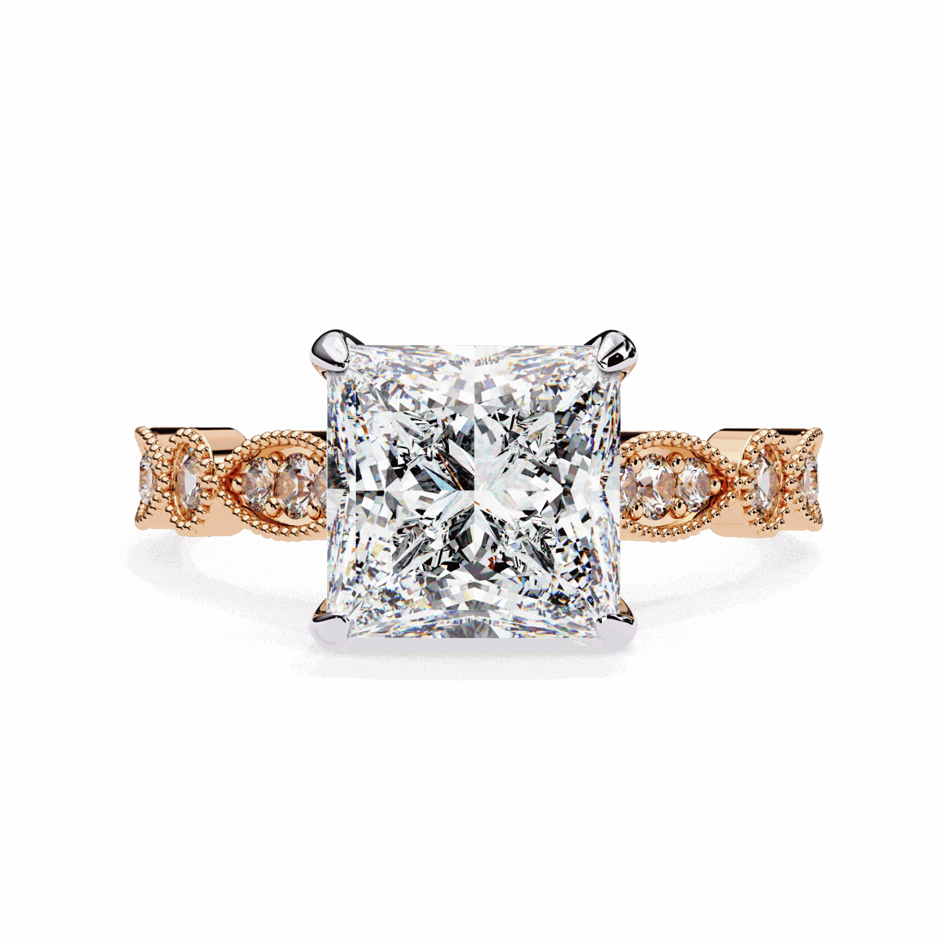 2.5 Carat Princess Bezel Setting Solitaire Ring in Moissanite | House of Estara