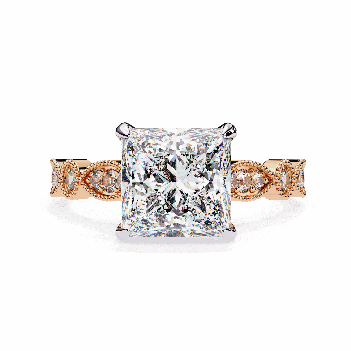 2.5 Carat Princess Bezel Setting Solitaire Ring in Moissanite | House of Estara
