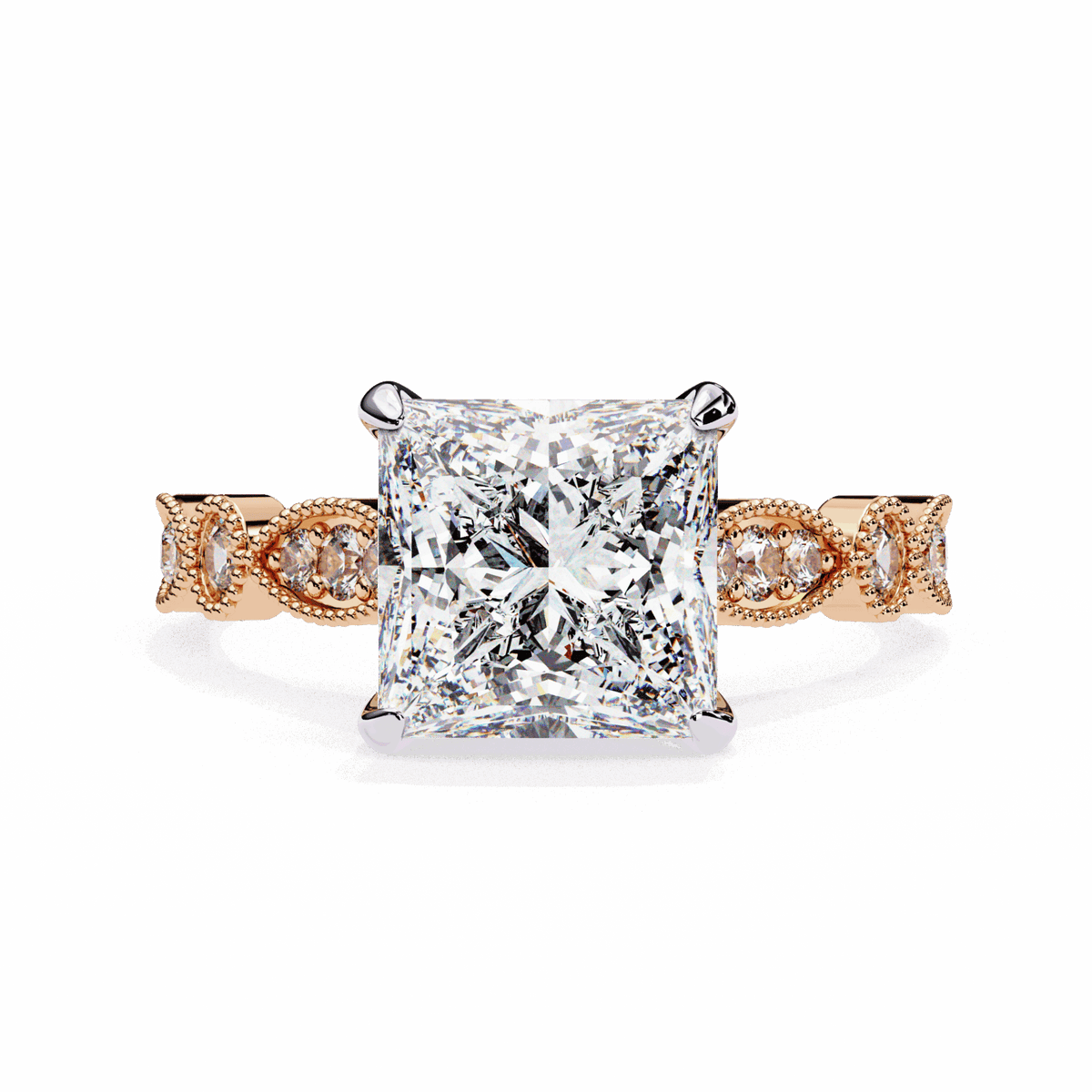 2.5 Carat Princess Bezel Setting Solitaire Ring in Moissanite | House of Estara