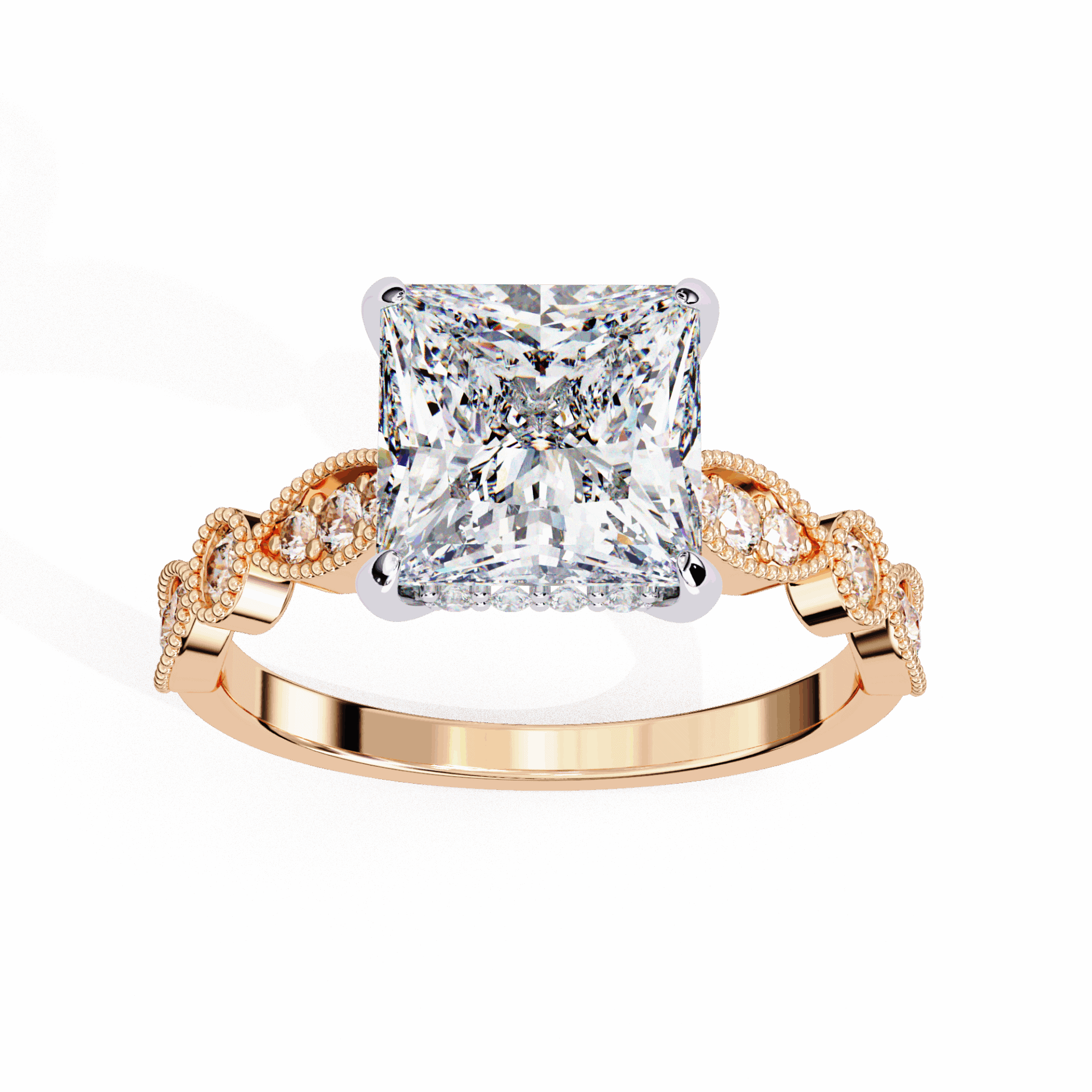 2.5 Carat Princess Bezel Setting Solitaire Ring in Moissanite | House of Estara