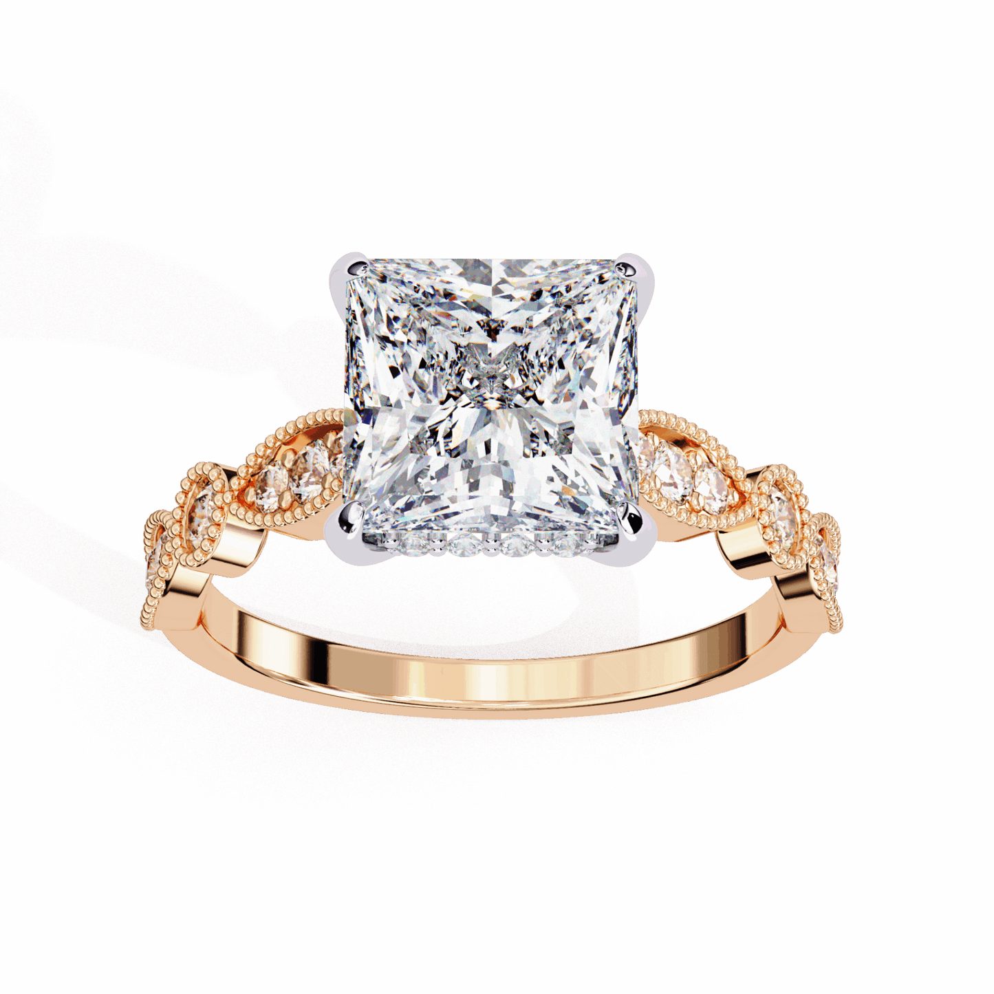 2.5 Carat Princess Bezel Setting Solitaire Ring in Moissanite | House of Estara