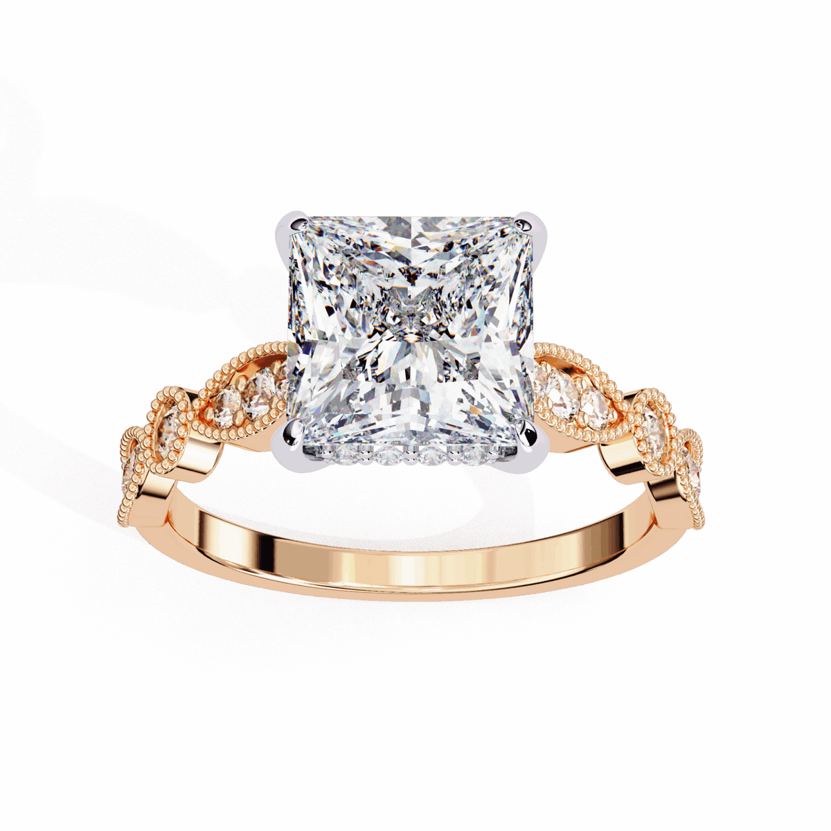 2.5 Carat Princess Bezel Setting Solitaire Ring in Moissanite | House of Estara