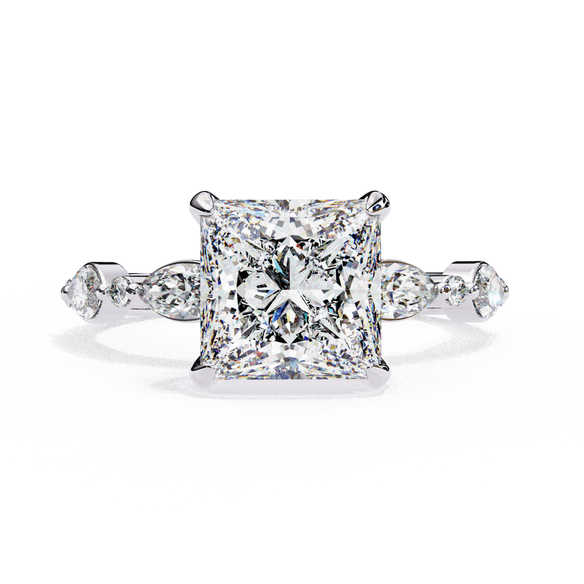 3.25 Carat Princess Hidden Halo Solitaire Ring in Moissanite | House of Estara