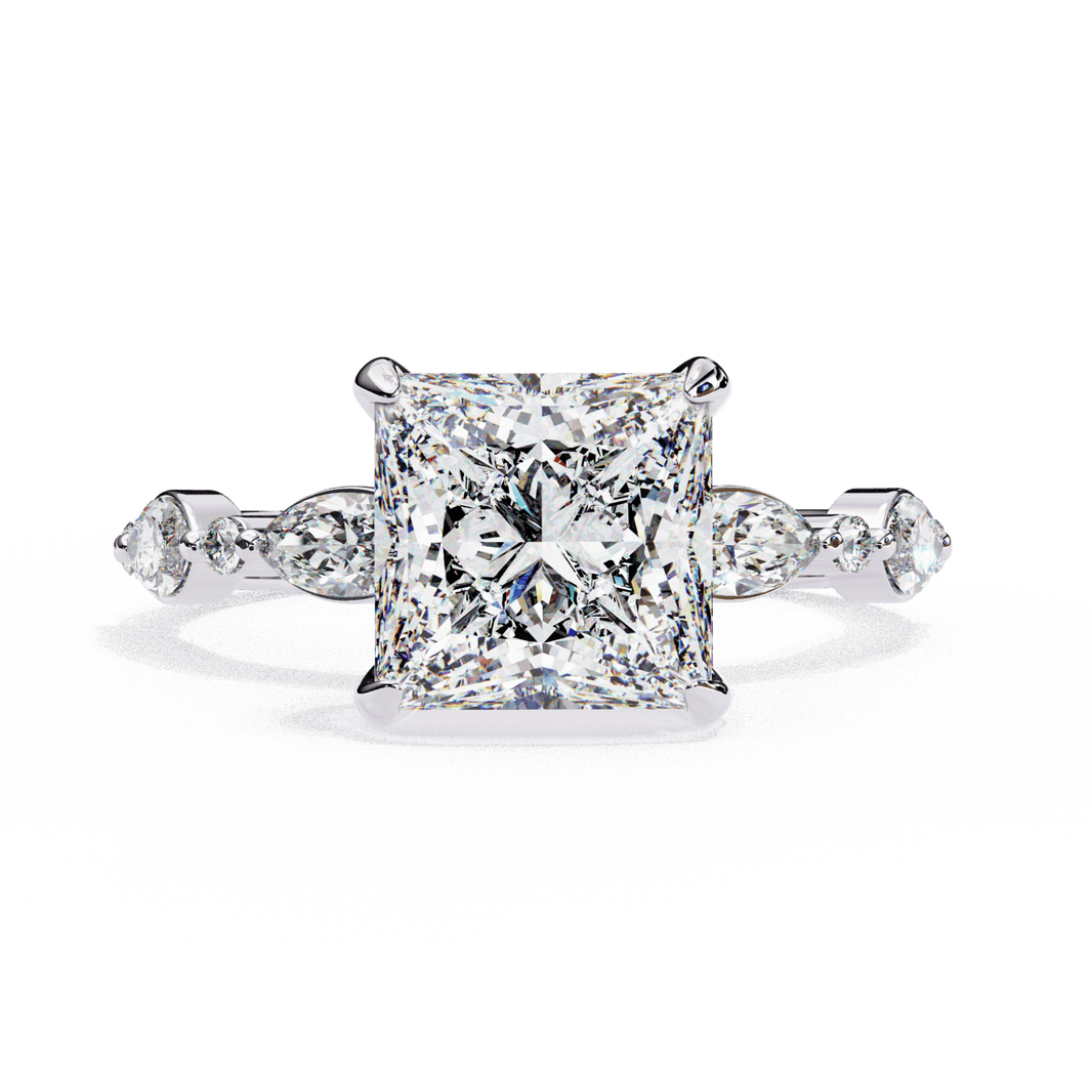 3.25 Carat Princess Hidden Halo Solitaire Ring in Moissanite | House of Estara