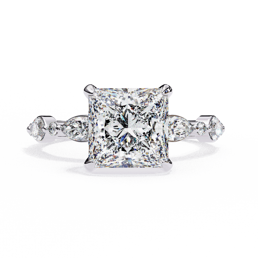 3.25 Carat Princess Hidden Halo Solitaire Ring in Moissanite | House of Estara