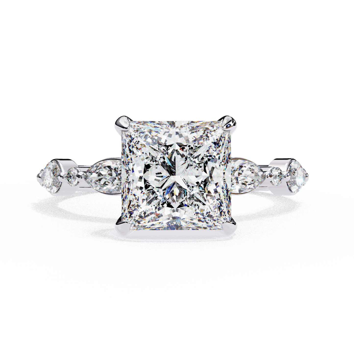 3.25 Carat Princess Hidden Halo Solitaire Ring in Moissanite | House of Estara
