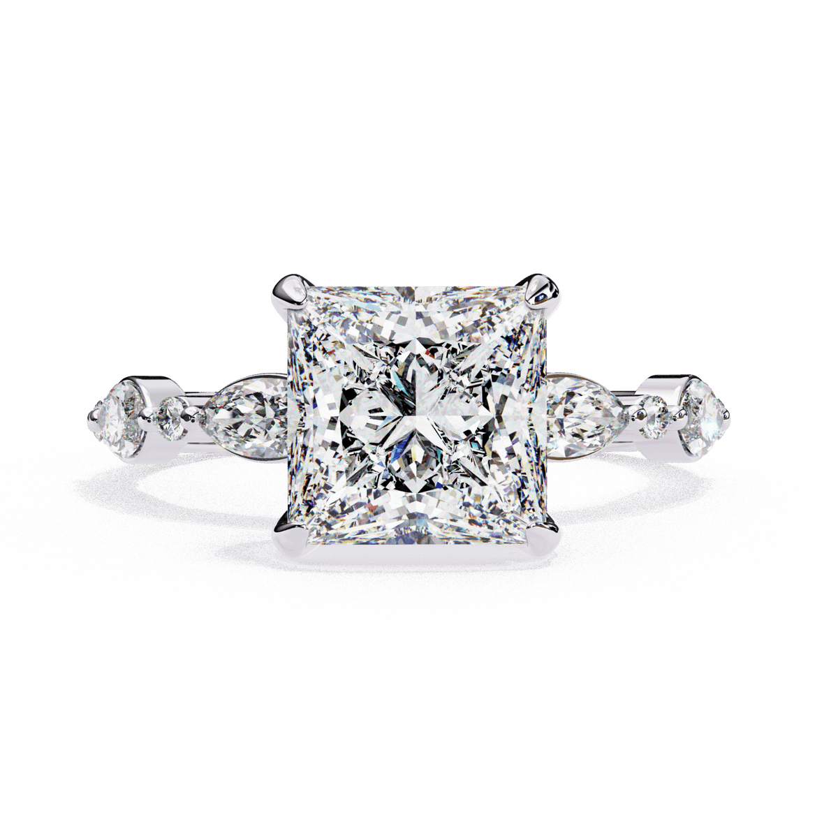 3.25 Carat Princess Hidden Halo Solitaire Ring in Moissanite | House of Estara