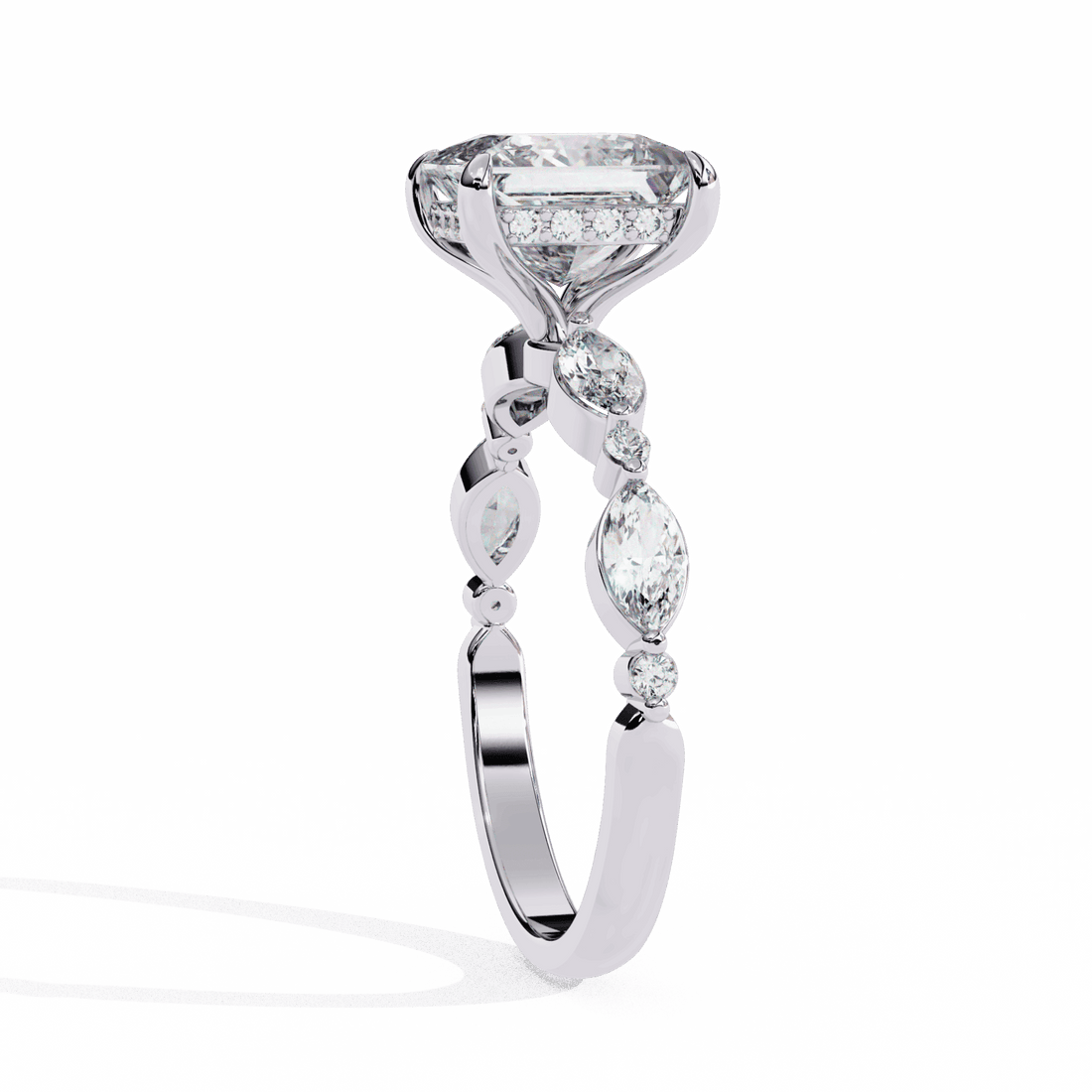3.25 Carat Princess Hidden Halo Solitaire Ring in Moissanite | House of Estara