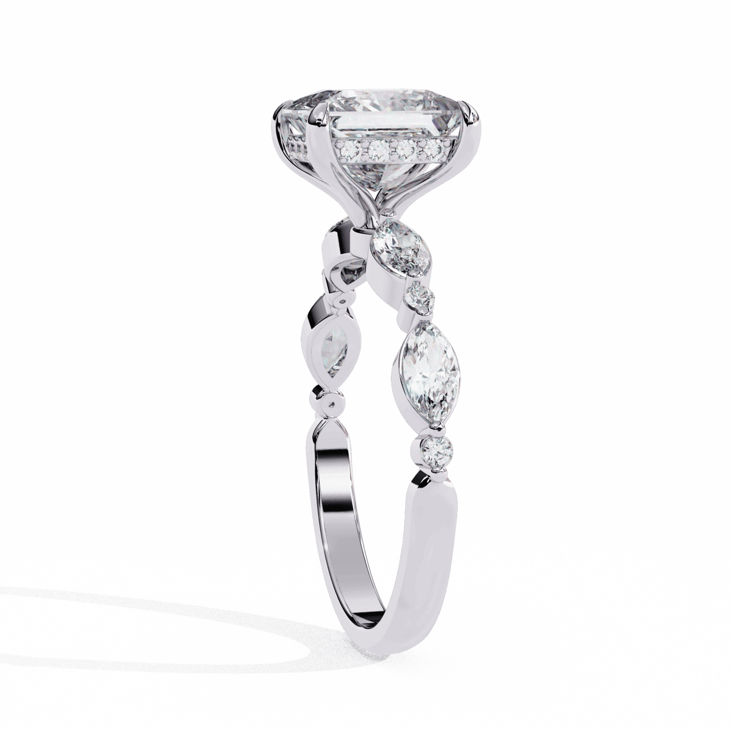 3.25 Carat Princess Hidden Halo Solitaire Ring in Moissanite | House of Estara