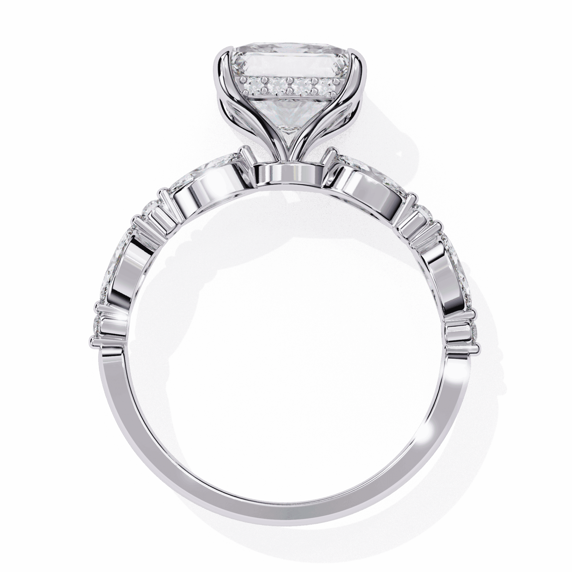 3.25 Carat Princess Hidden Halo Solitaire Ring in Moissanite | House of Estara