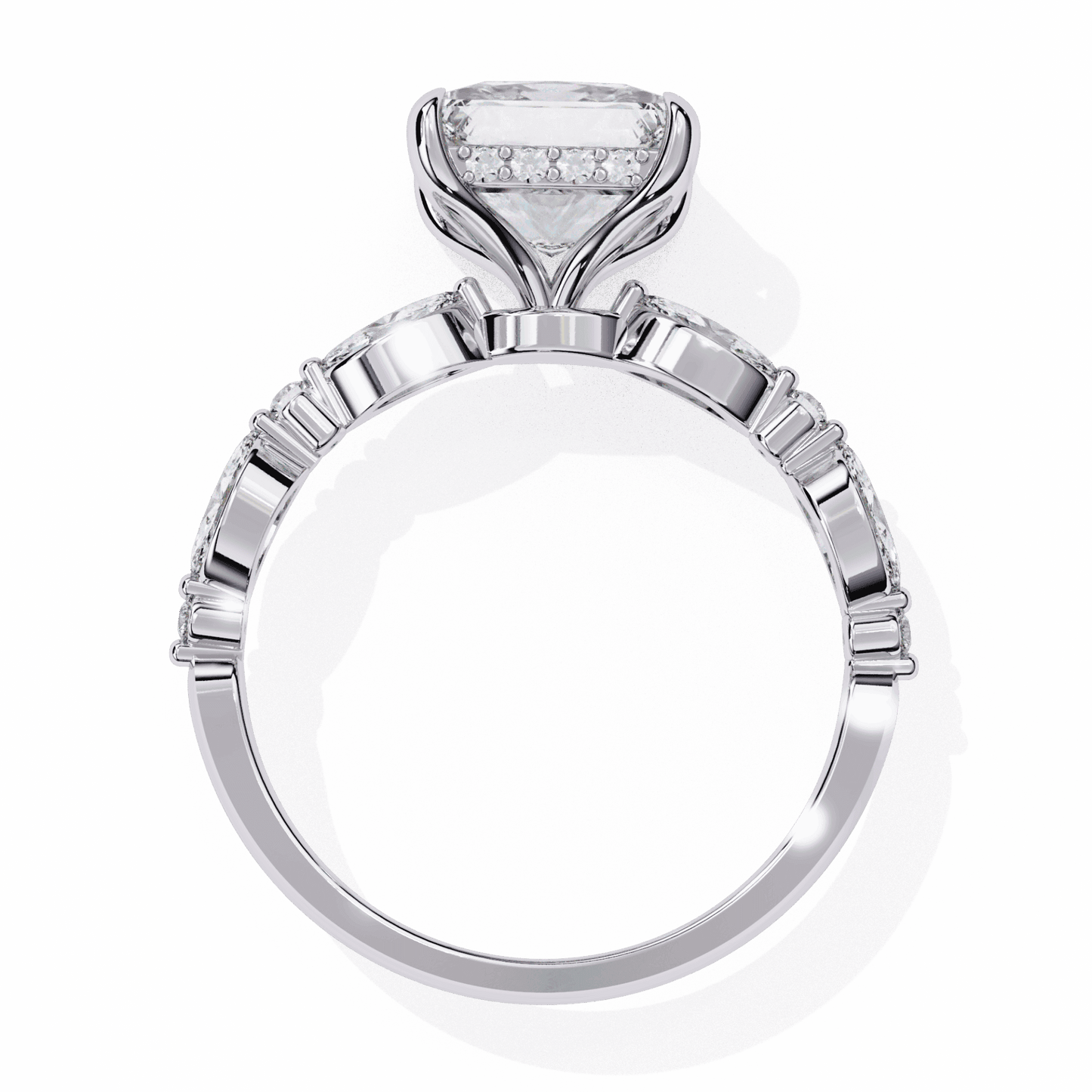 3.25 Carat Princess Hidden Halo Solitaire Ring in Moissanite | House of Estara