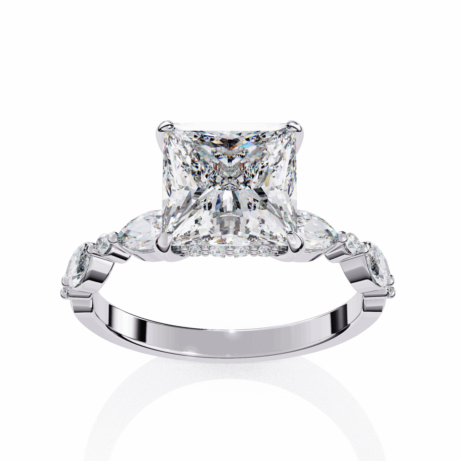 3.25 Carat Princess Hidden Halo Solitaire Ring in Moissanite | House of Estara