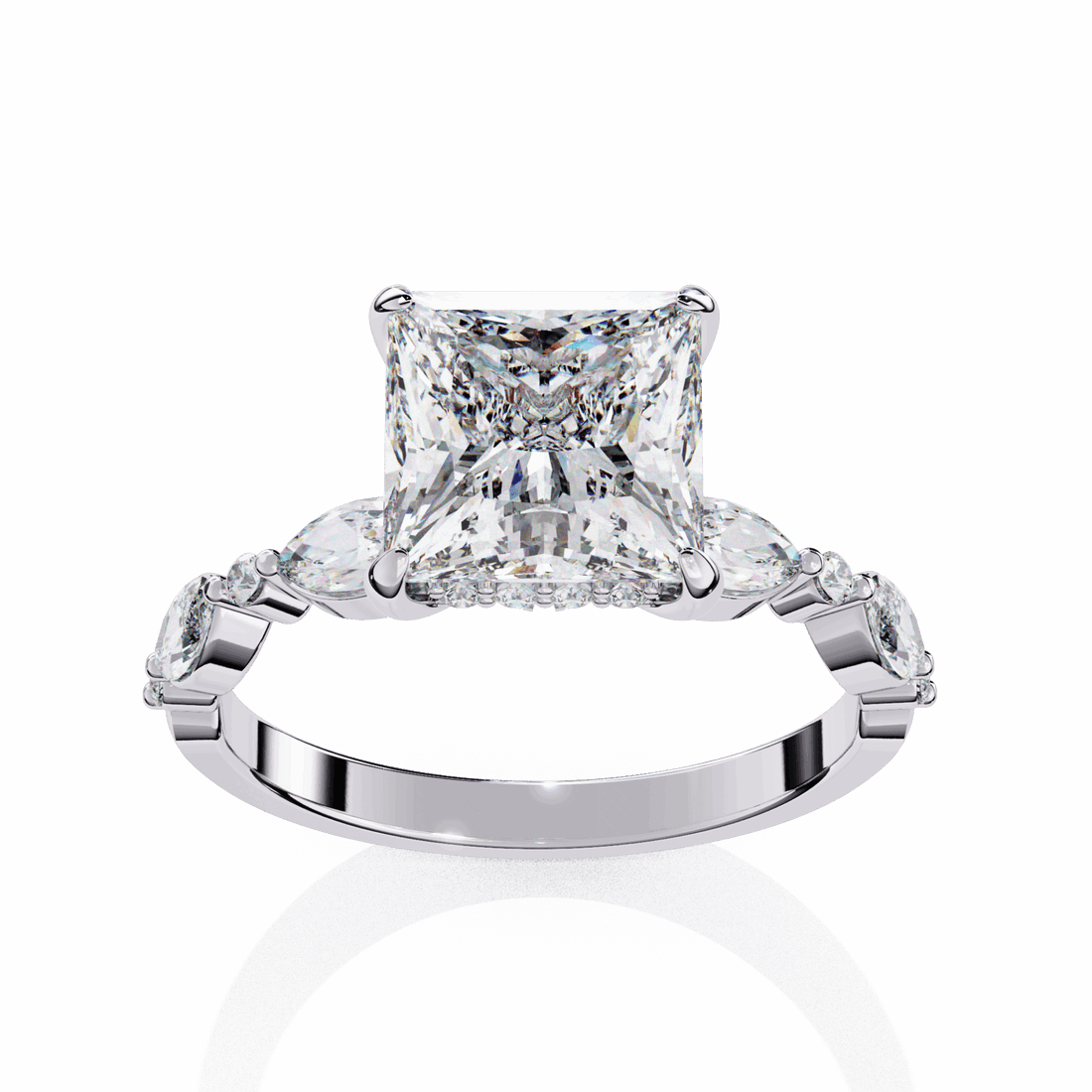 3.25 Carat Princess Hidden Halo Solitaire Ring in Moissanite | House of Estara