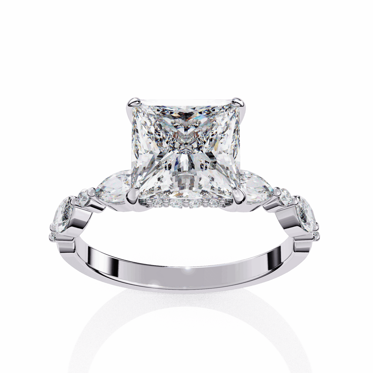 3.25 Carat Princess Hidden Halo Solitaire Ring in Moissanite | House of Estara