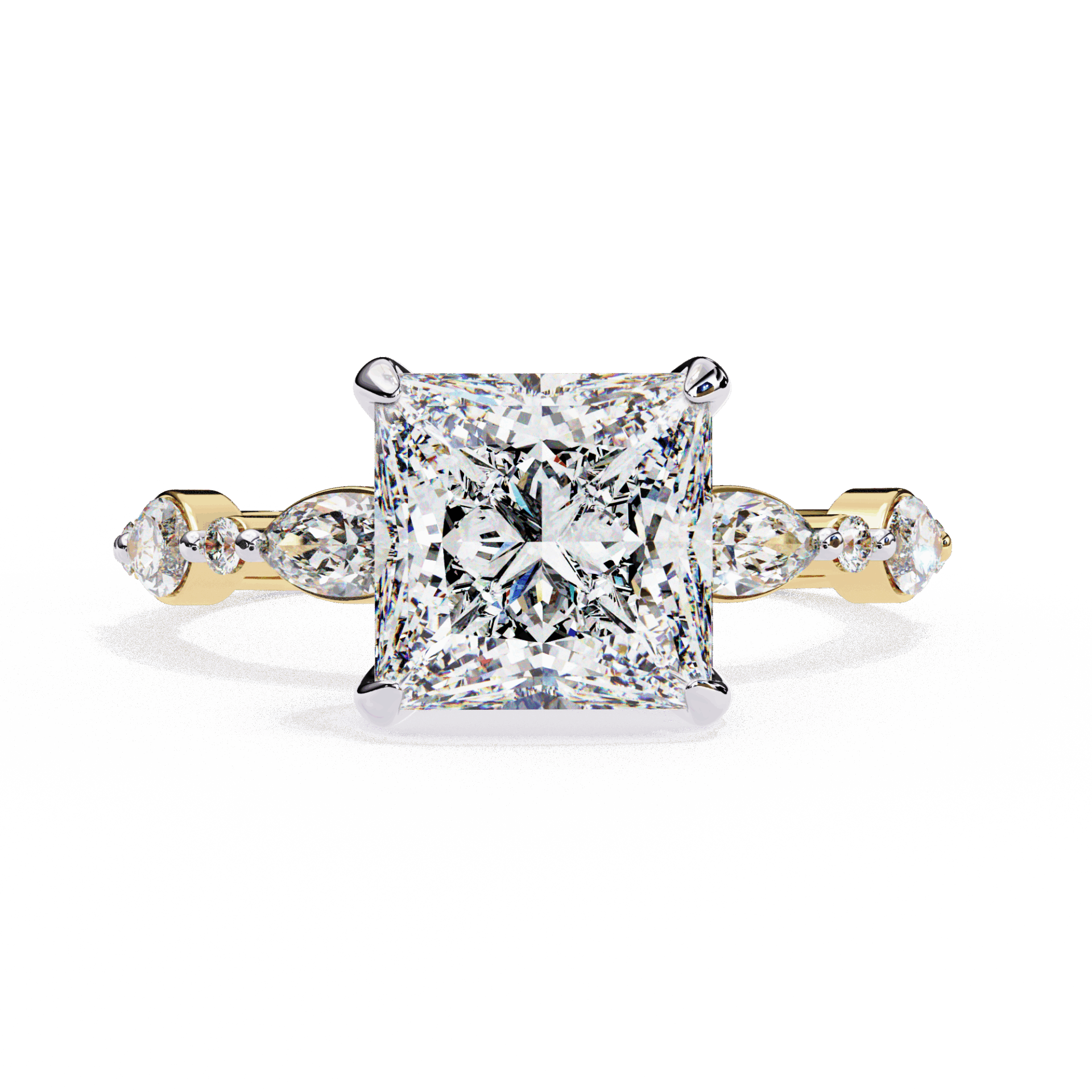 3.25 Carat Princess Hidden Halo Solitaire Ring in Moissanite | House of Estara