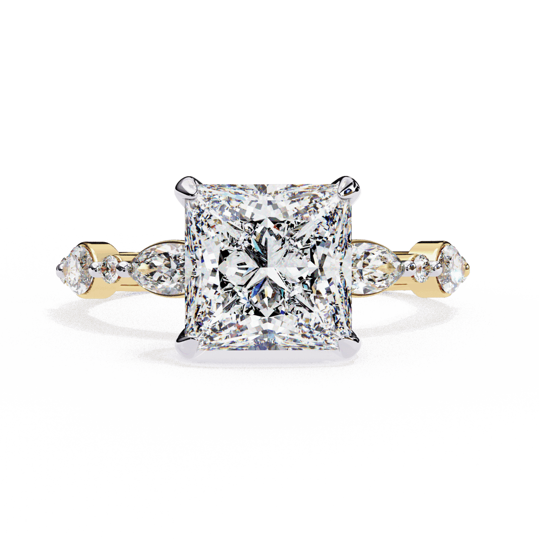 3.25 Carat Princess Hidden Halo Solitaire Ring in Moissanite | House of Estara