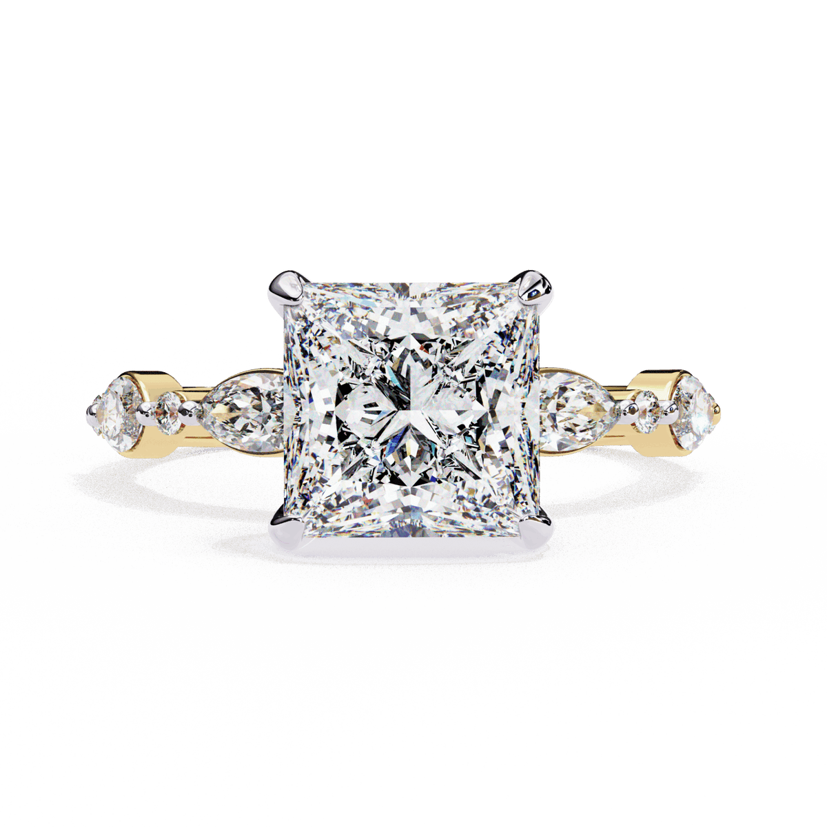 3.25 Carat Princess Hidden Halo Solitaire Ring in Moissanite | House of Estara