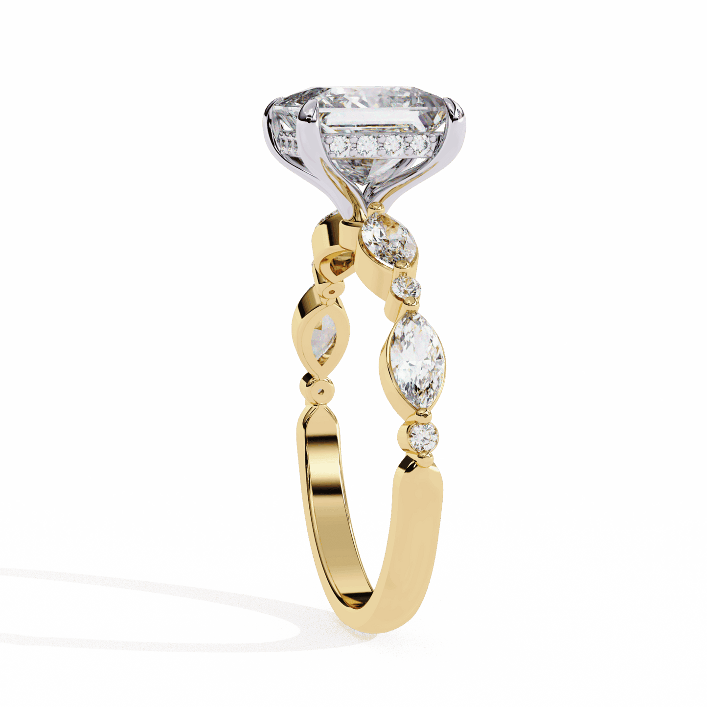 3.25 Carat Princess Hidden Halo Solitaire Ring in Moissanite | House of Estara