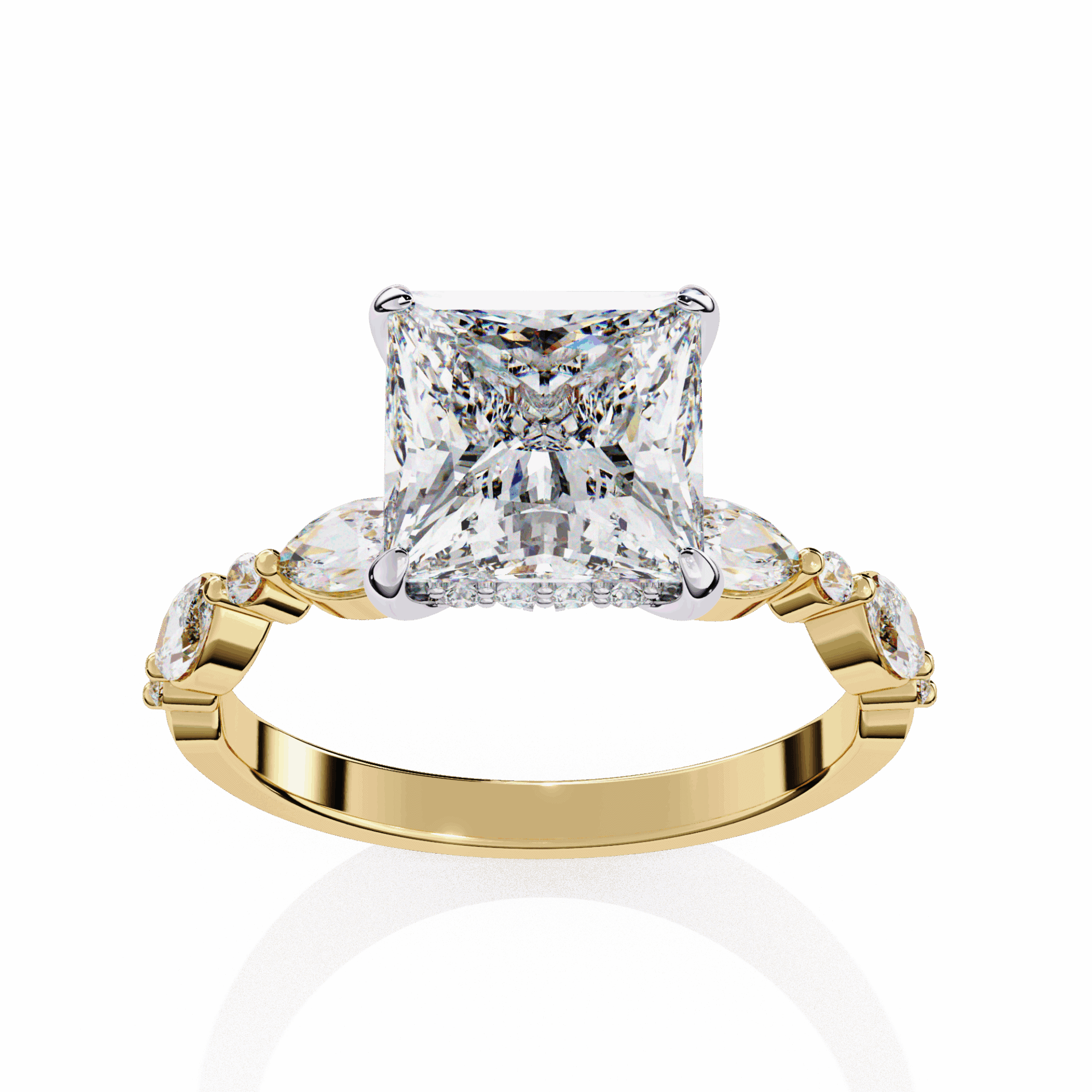 3.25 Carat Princess Hidden Halo Solitaire Ring in Moissanite | House of Estara