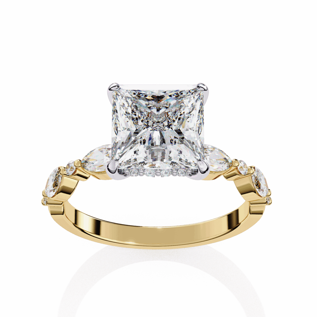 3.25 Carat Princess Hidden Halo Solitaire Ring in Moissanite | House of Estara
