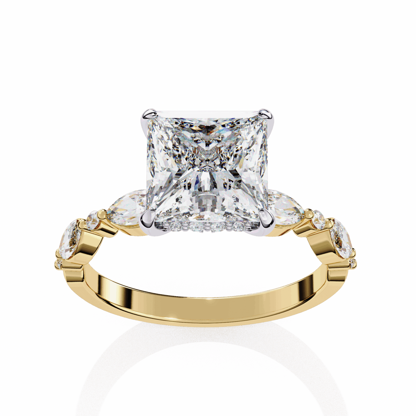 3.25 Carat Princess Hidden Halo Solitaire Ring in Moissanite | House of Estara