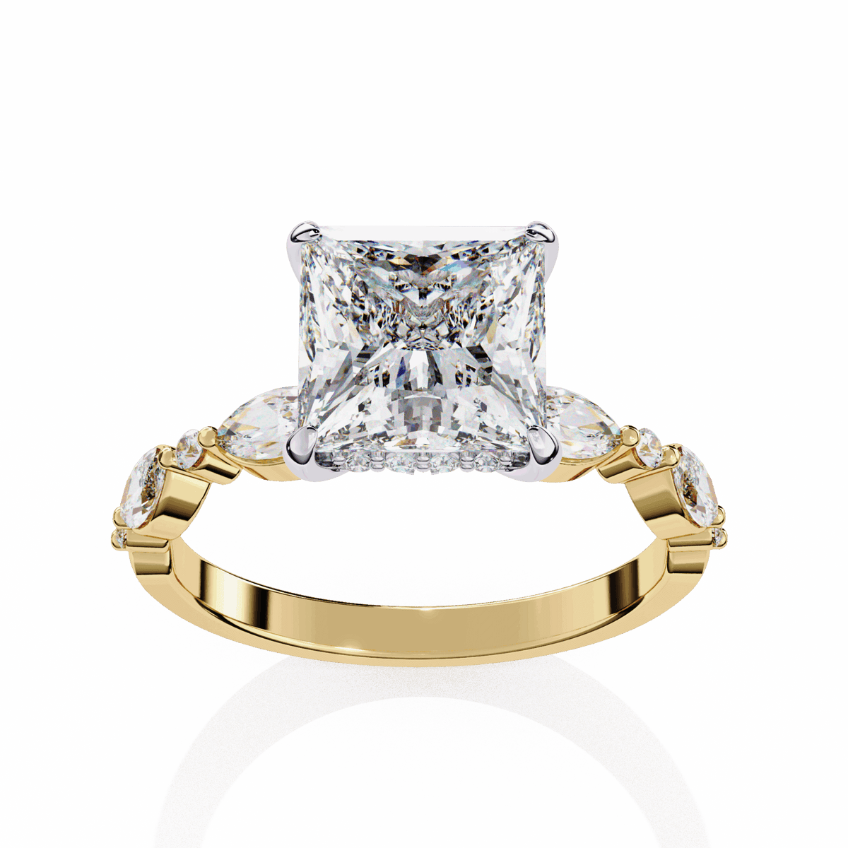 3.25 Carat Princess Hidden Halo Solitaire Ring in Moissanite | House of Estara