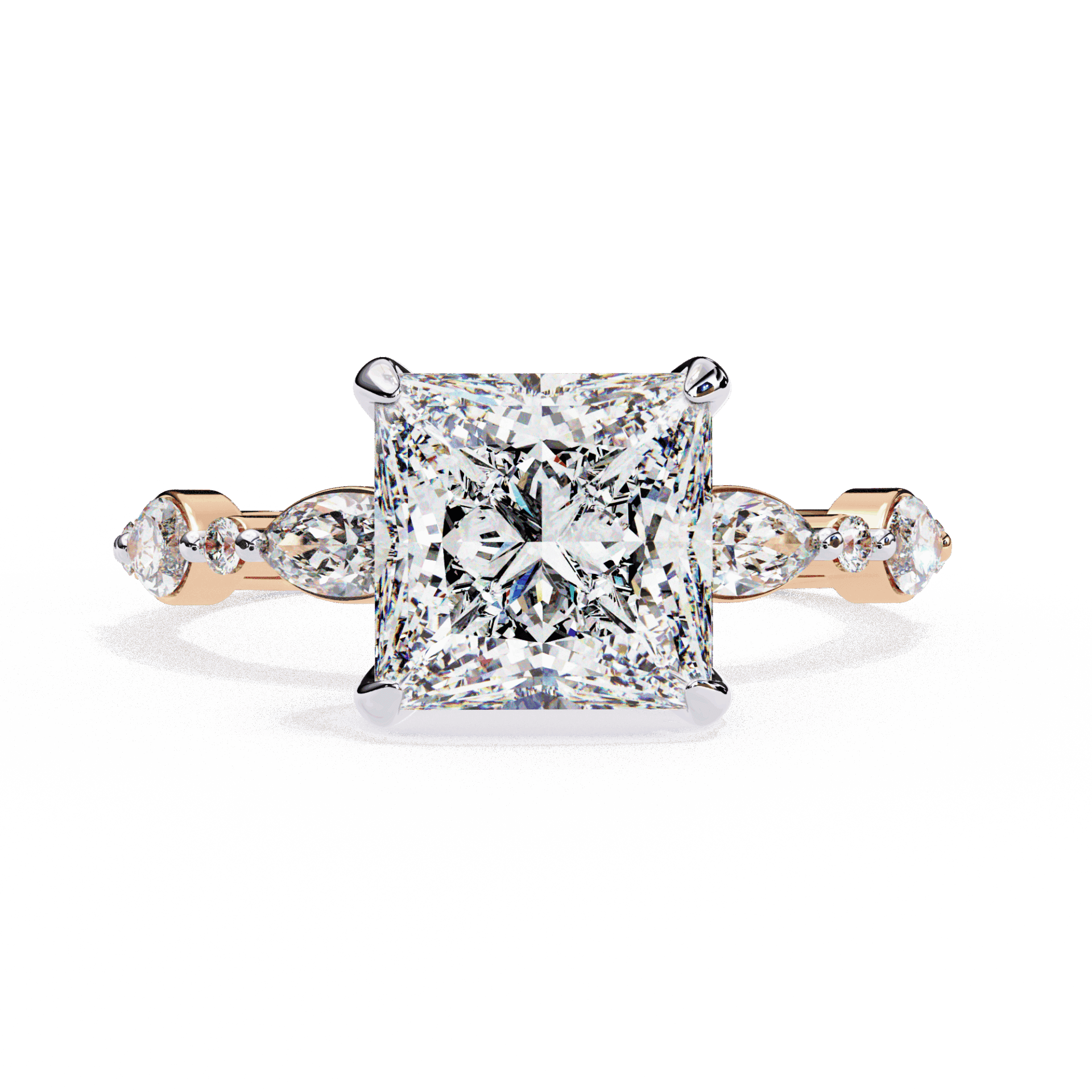 3.25 Carat Princess Hidden Halo Solitaire Ring in Moissanite | House of Estara