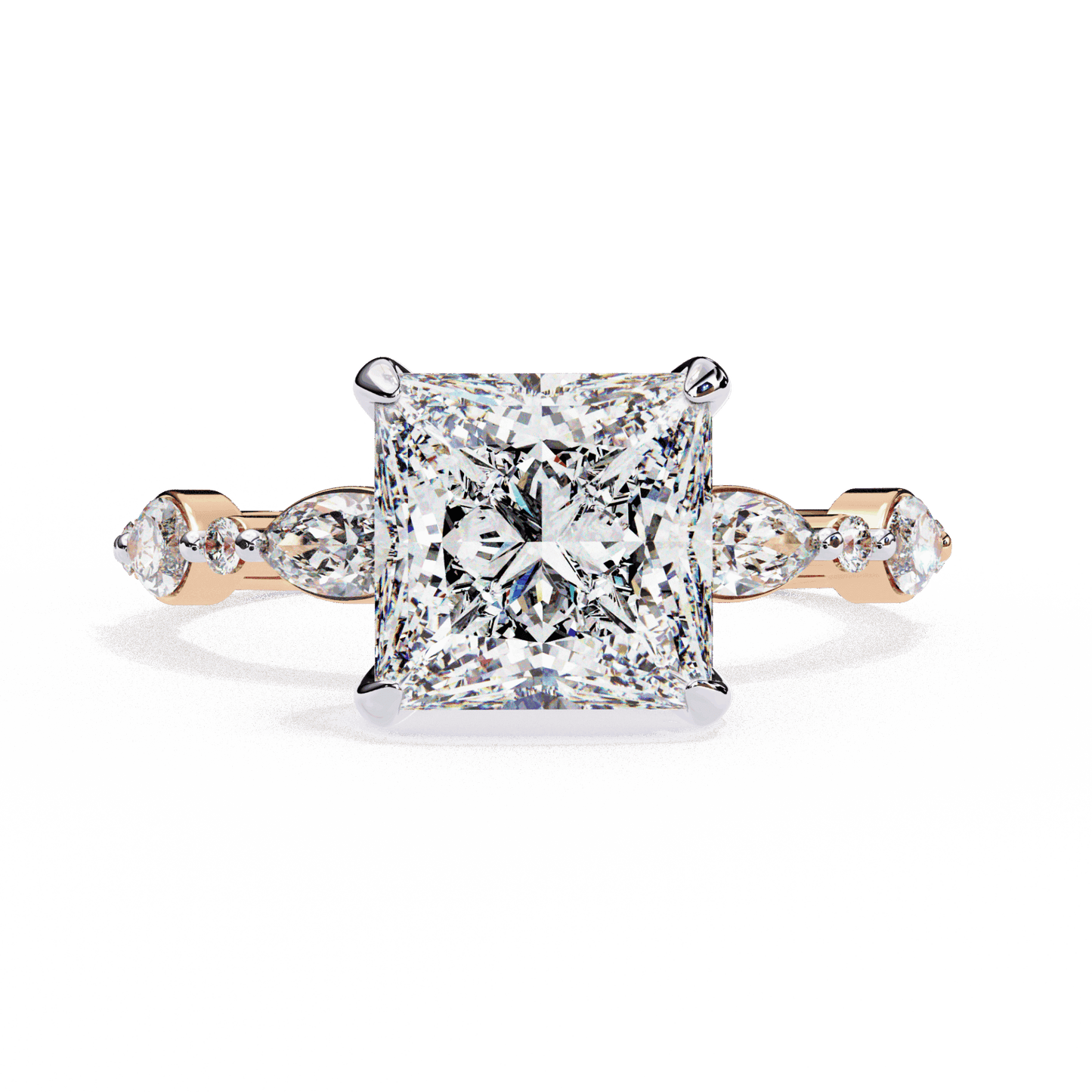 3.25 Carat Princess Hidden Halo Solitaire Ring in Moissanite | House of Estara