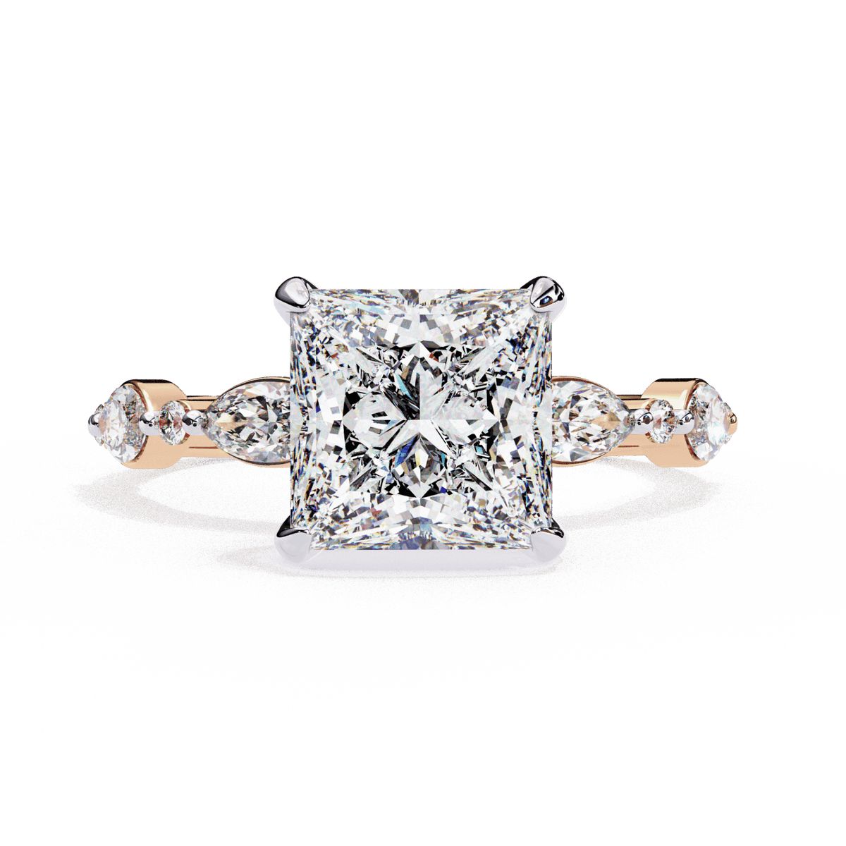 3.25 Carat Princess Hidden Halo Solitaire Ring in Moissanite | House of Estara