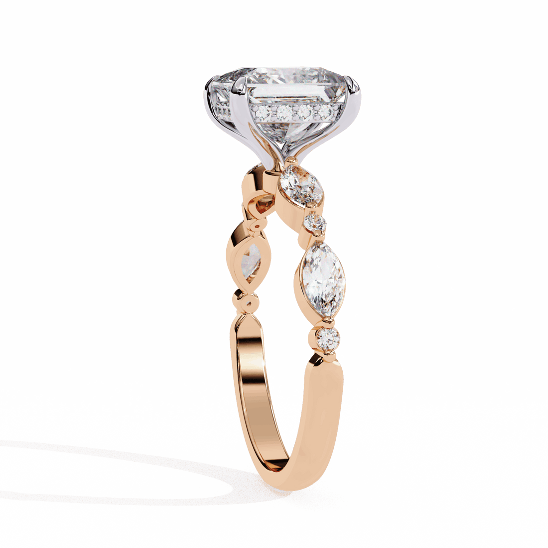 3.25 Carat Princess Hidden Halo Solitaire Ring in Moissanite | House of Estara