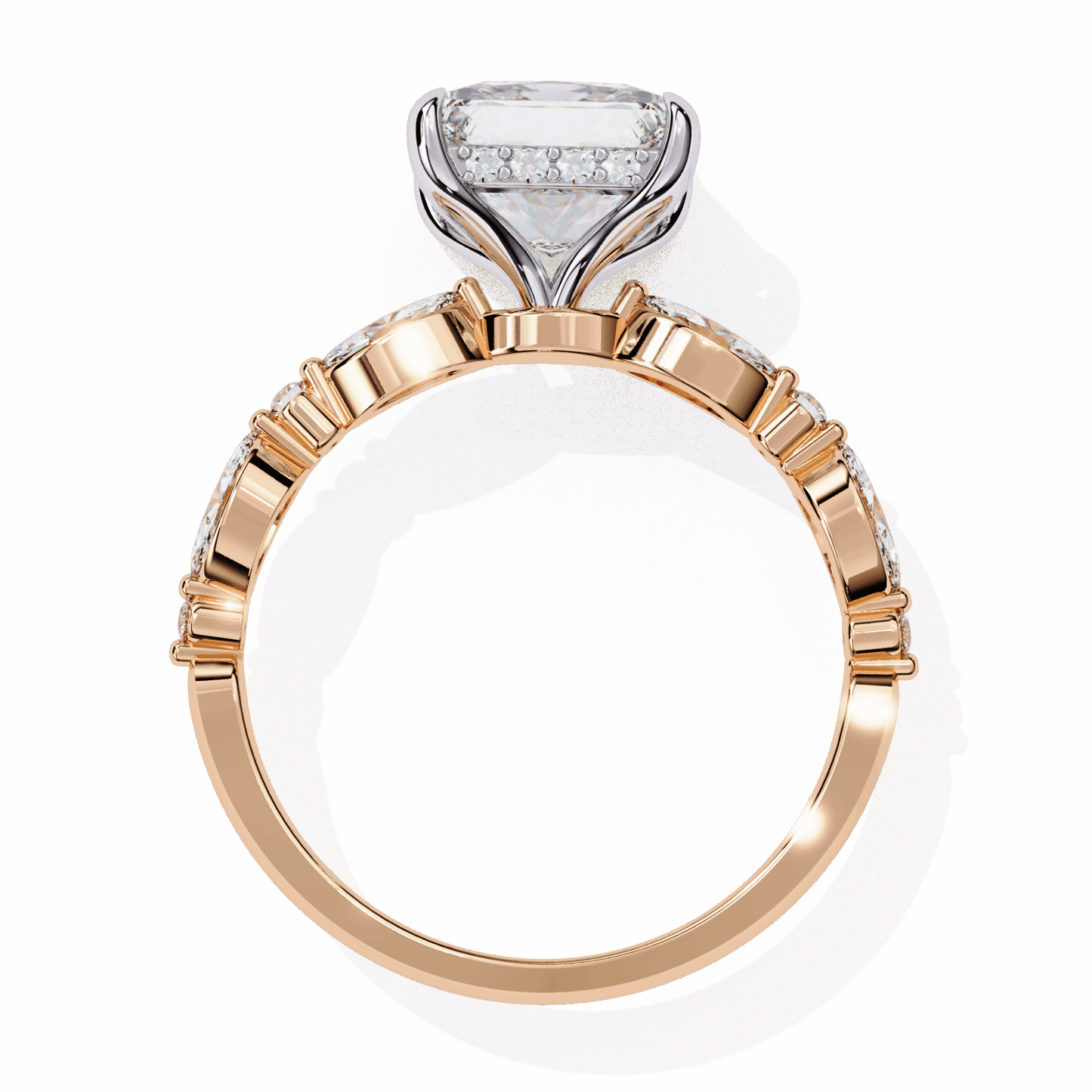 3.25 Carat Princess Hidden Halo Solitaire Ring in Moissanite | House of Estara