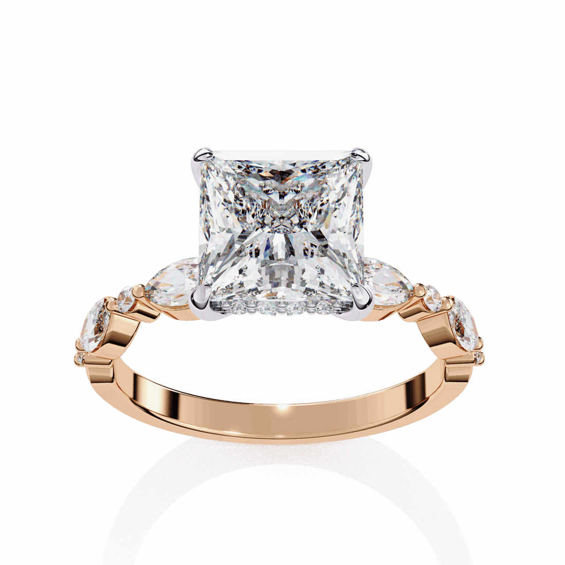 3.25 Carat Princess Hidden Halo Solitaire Ring in Moissanite | House of Estara