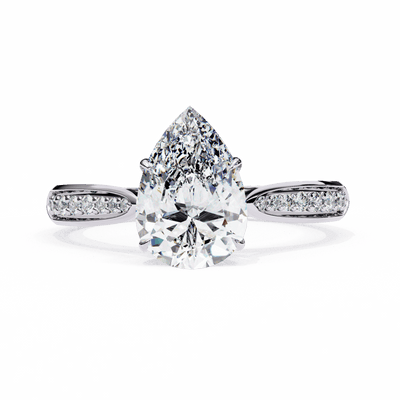 True Love Pear Pavé Cathedral Moissanite Engagement Ring