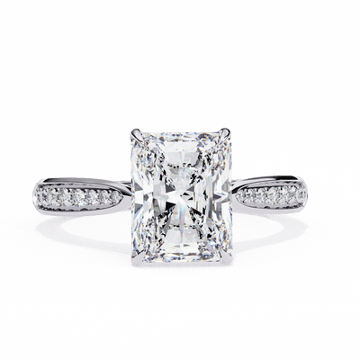 True Love Radiant Pavé Cathedral Moissanite Engagement Ring