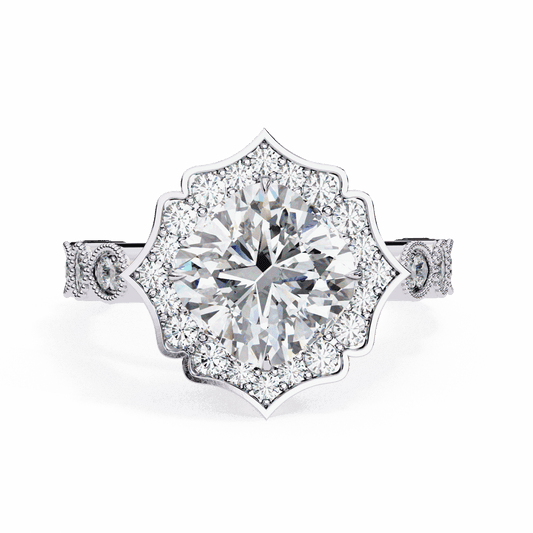 2.5 Carat Cushion Side Stone Solitaire Ring in Moissanite | House of Estara