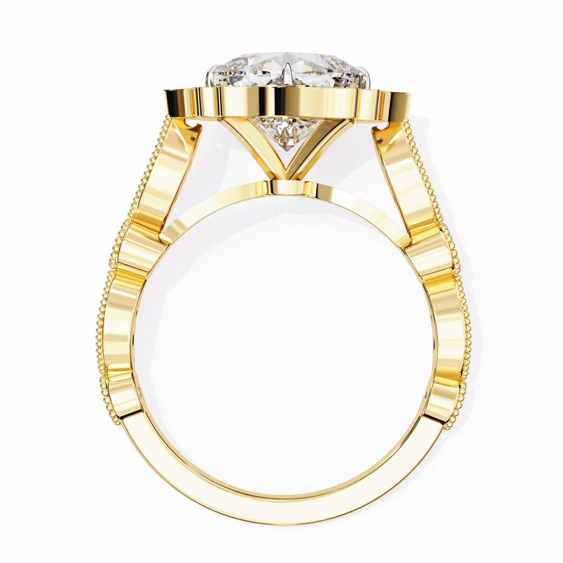 2.5 Carat Cushion Side Stone Solitaire Ring in Moissanite | House of Estara
