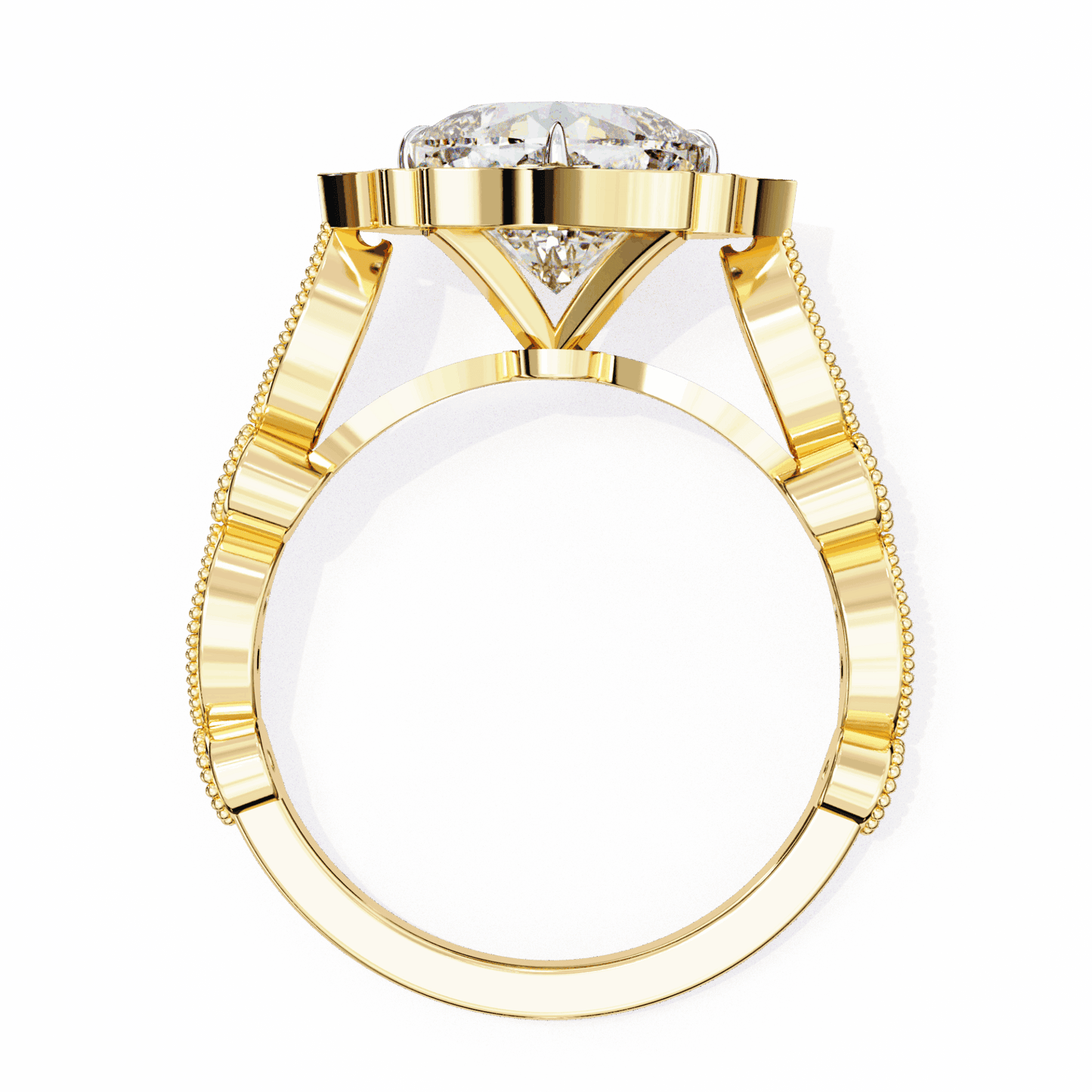 2.5 Carat Cushion Side Stone Solitaire Ring in Moissanite | House of Estara