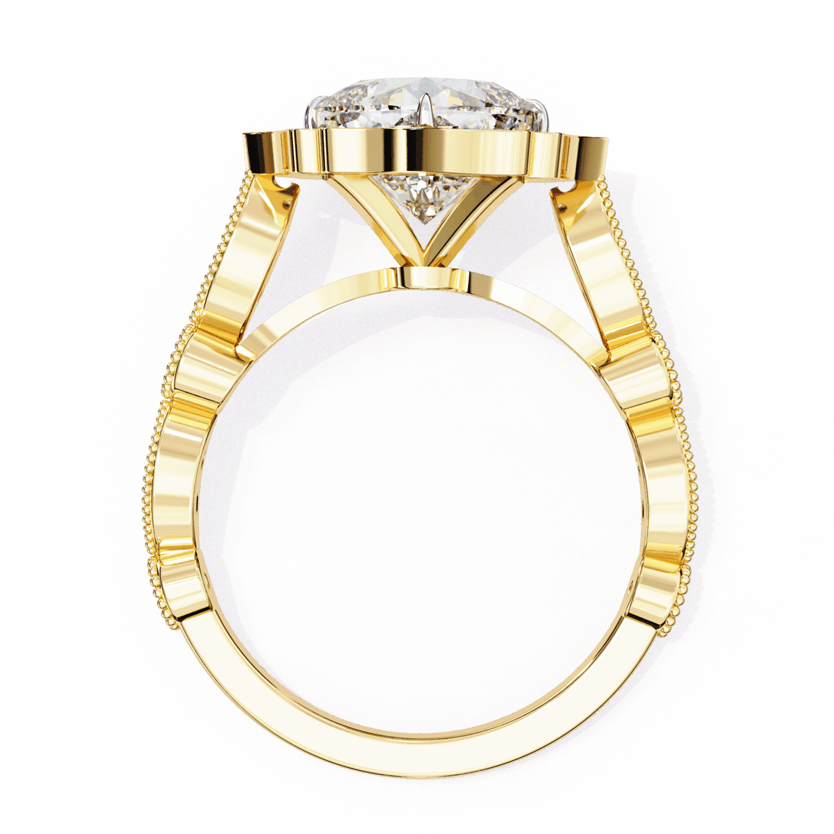 2.5 Carat Cushion Side Stone Solitaire Ring in Moissanite | House of Estara
