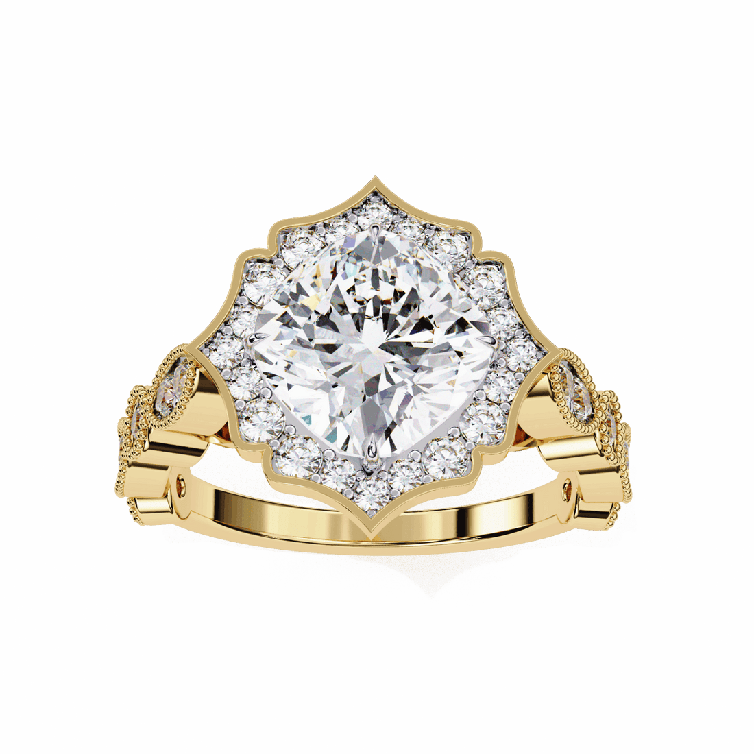 2.5 Carat Cushion Side Stone Solitaire Ring in Moissanite | House of Estara