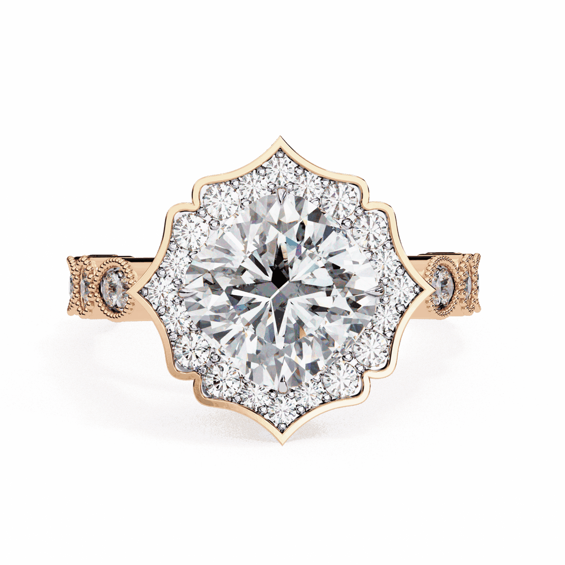 2.5 Carat Cushion Side Stone Solitaire Ring in Moissanite | House of Estara
