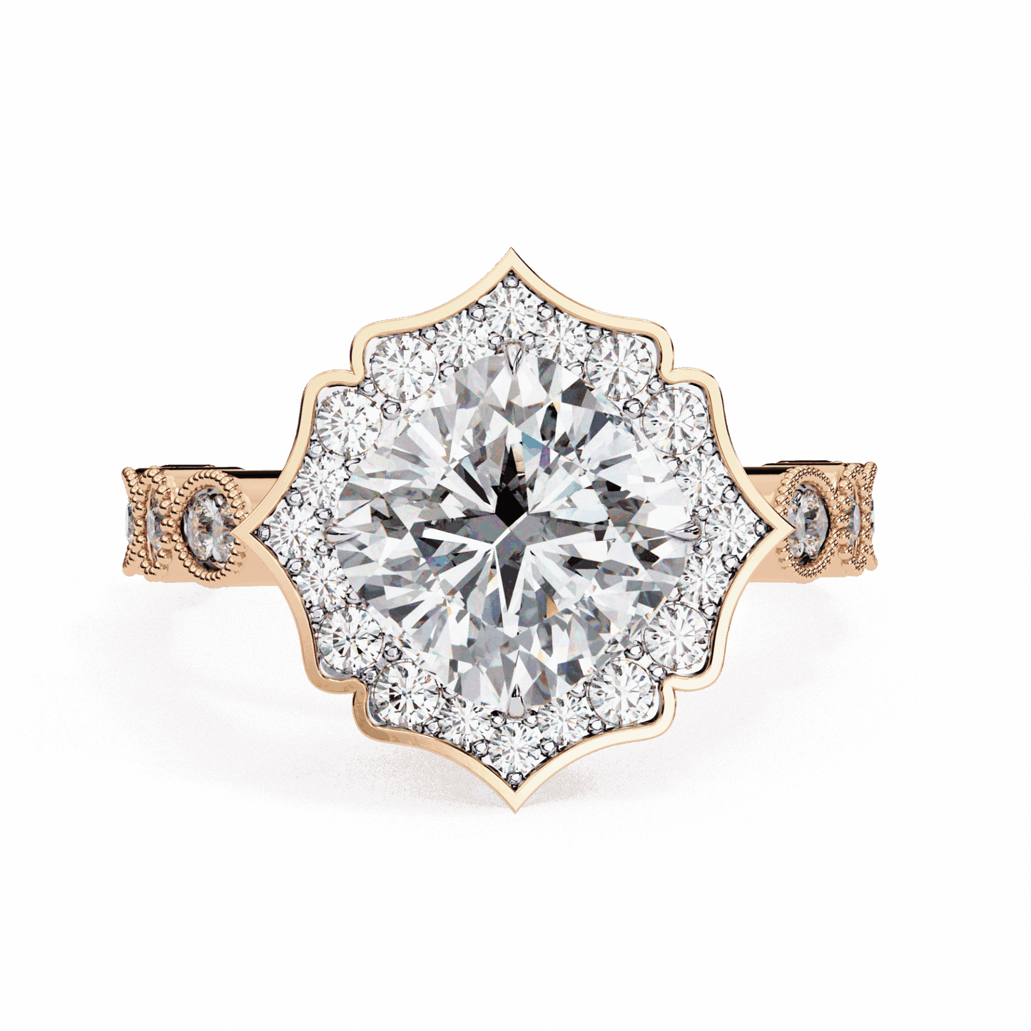 2.5 Carat Cushion Side Stone Solitaire Ring in Moissanite | House of Estara