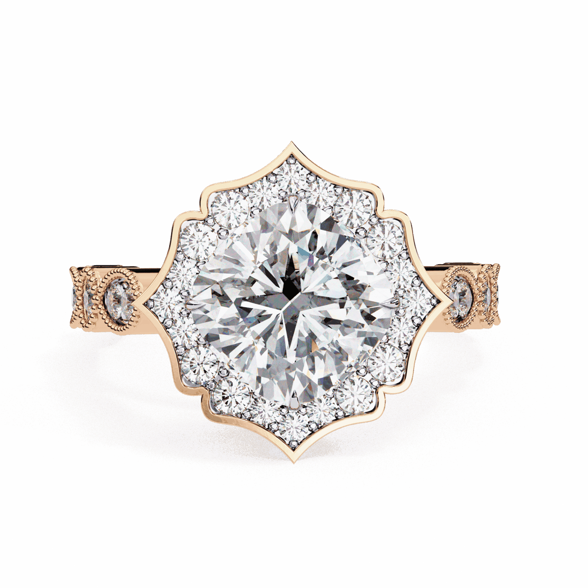 2.5 Carat Cushion Side Stone Solitaire Ring in Moissanite | House of Estara