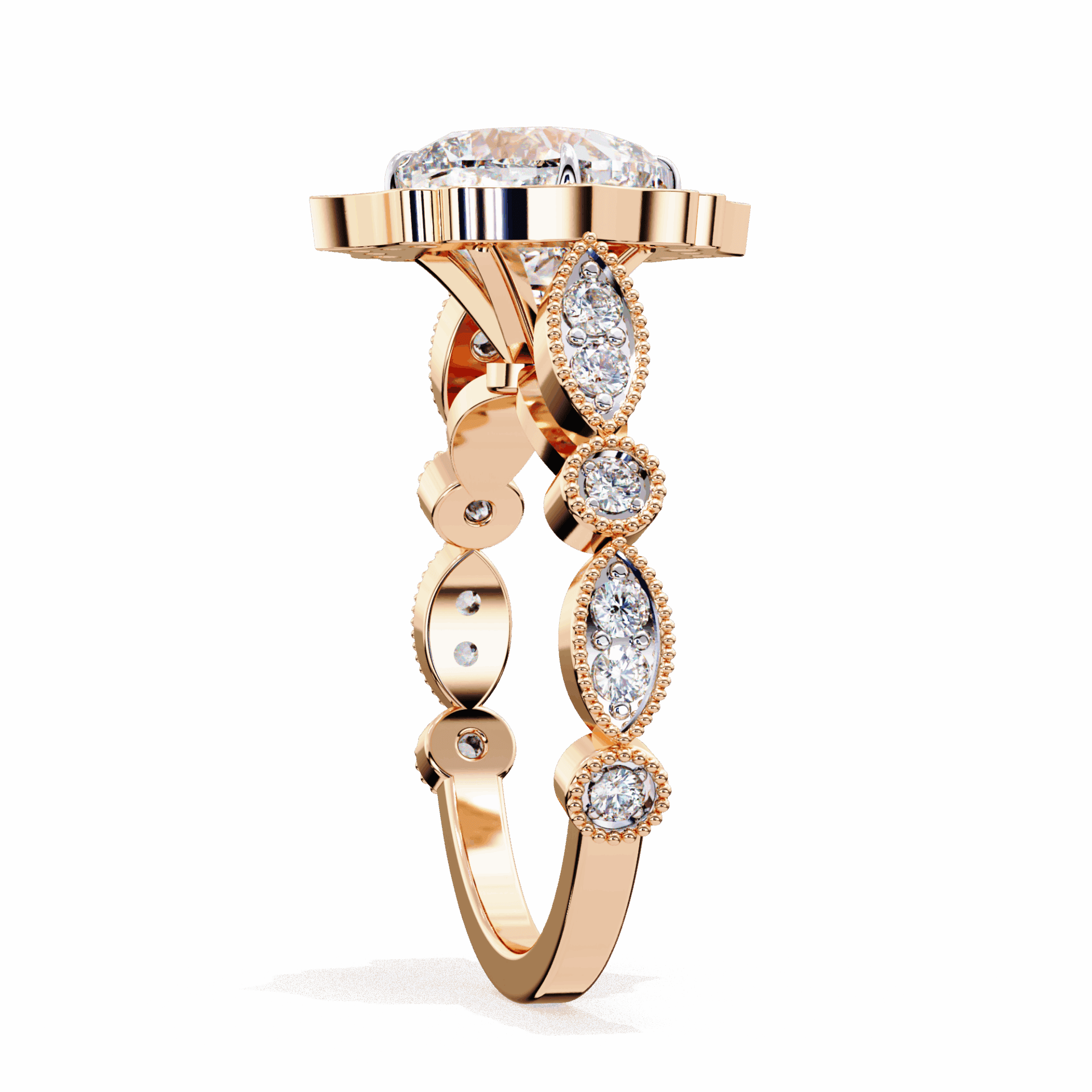 2.5 Carat Cushion Side Stone Solitaire Ring in Moissanite | House of Estara
