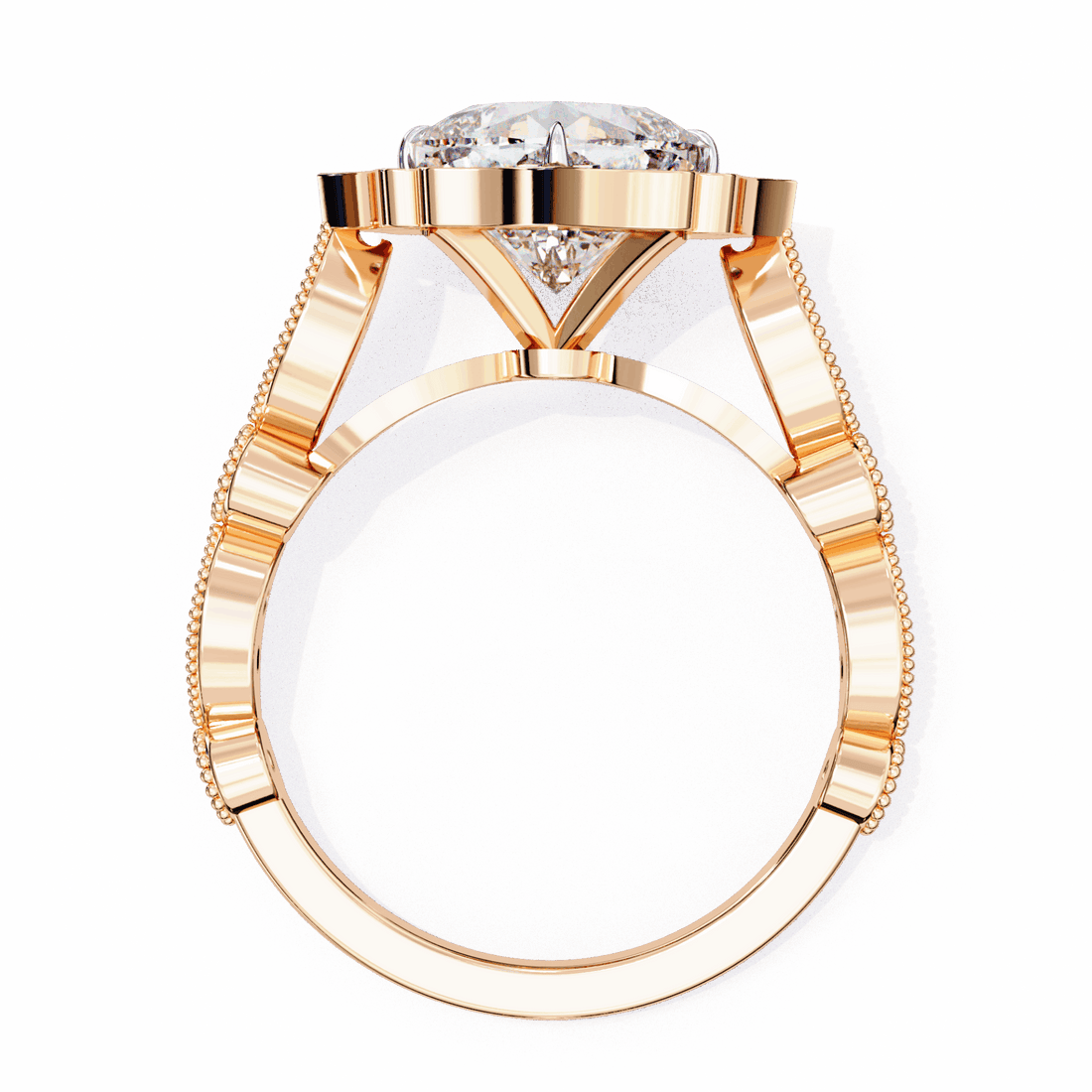 2.5 Carat Cushion Side Stone Solitaire Ring in Moissanite | House of Estara