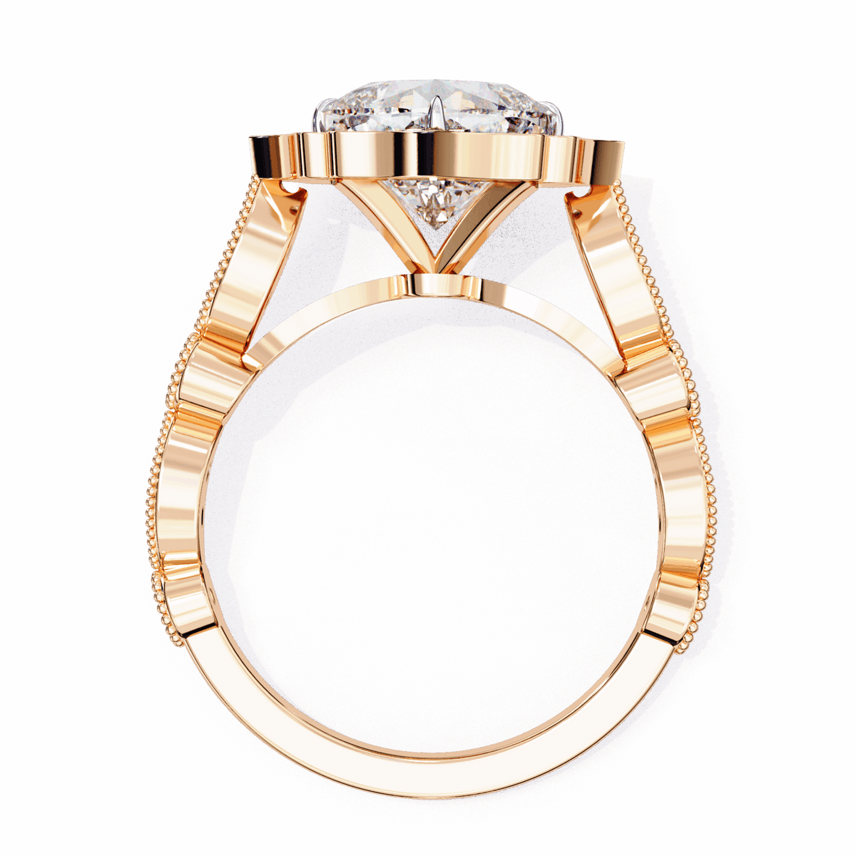 2.5 Carat Cushion Side Stone Solitaire Ring in Moissanite | House of Estara