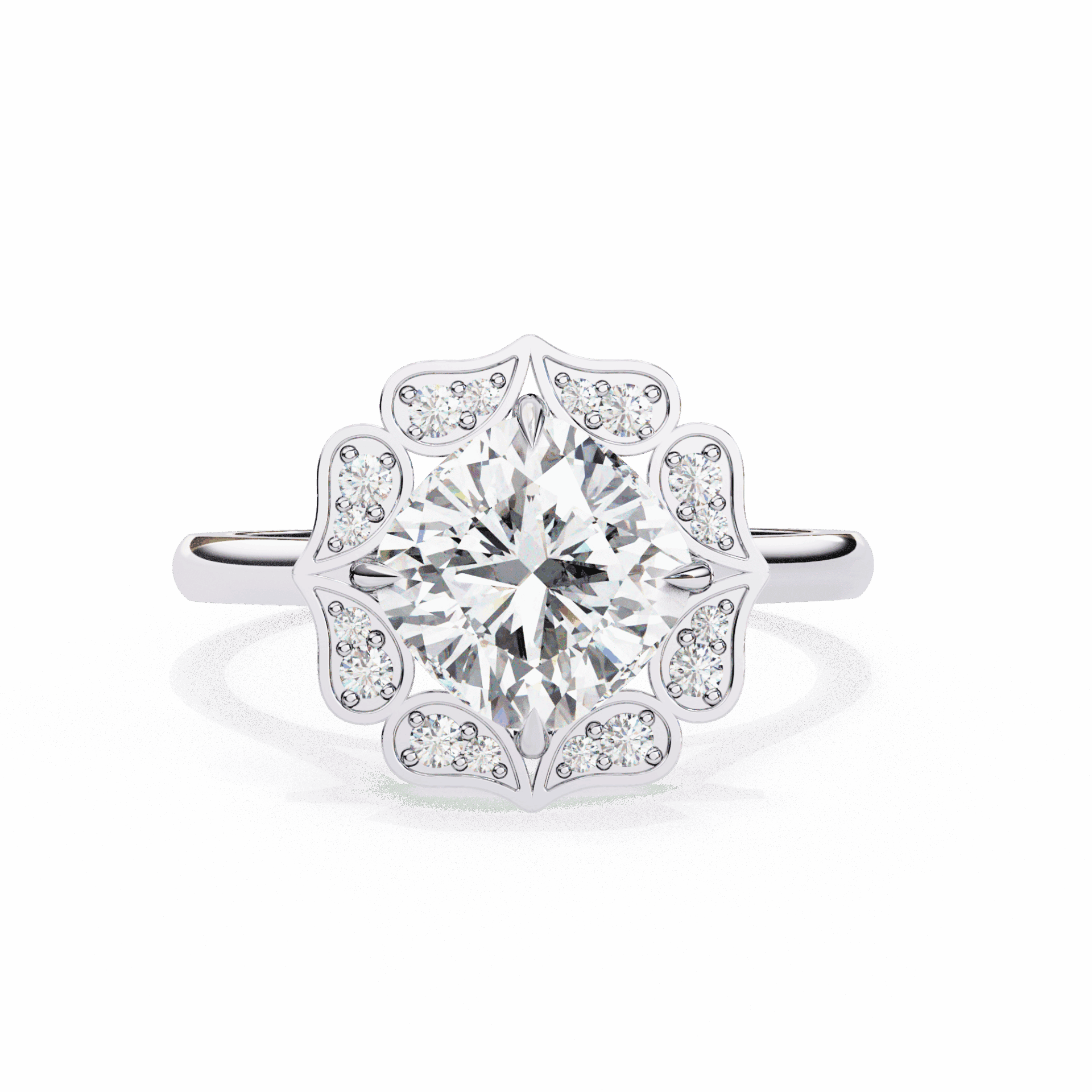 3.5 Carat Cushion Classic Solitaire Band in Moissanite | House of Estara