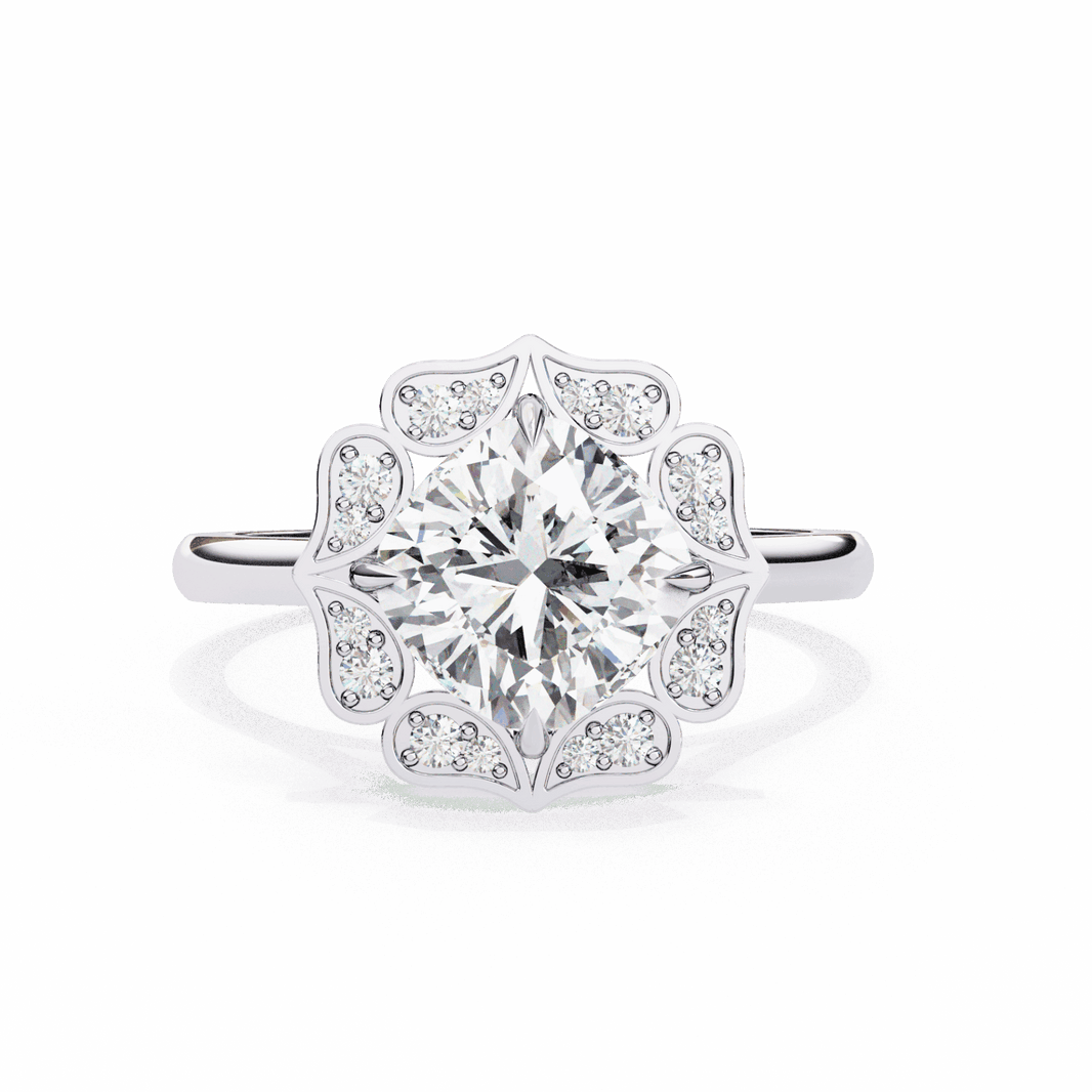 3.5 Carat Cushion Classic Solitaire Band in Moissanite | House of Estara