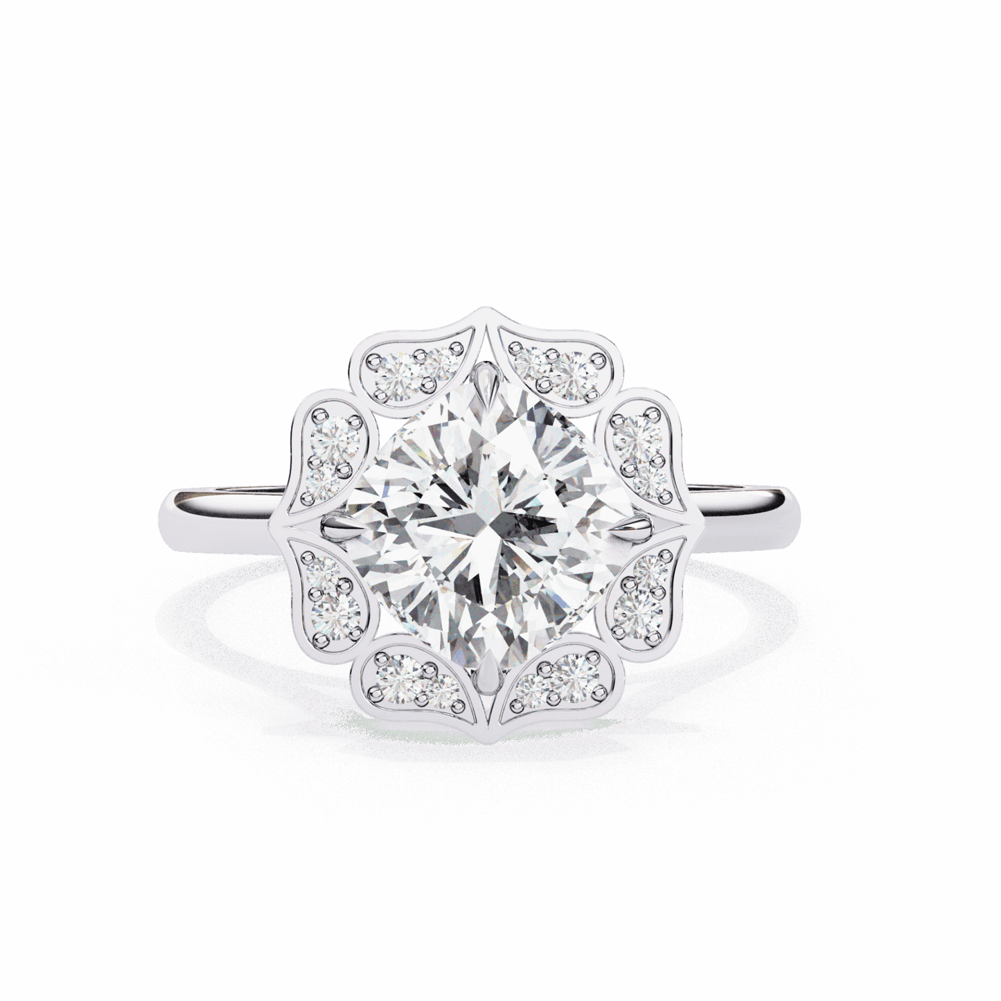 3.5 Carat Cushion Classic Solitaire Band in Moissanite | House of Estara