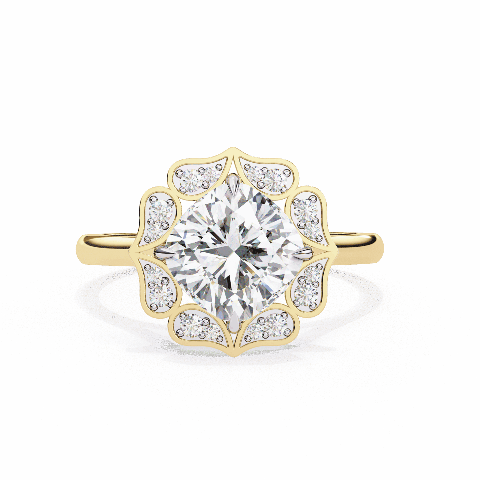 3.5 Carat Cushion Classic Solitaire Band in Moissanite | House of Estara